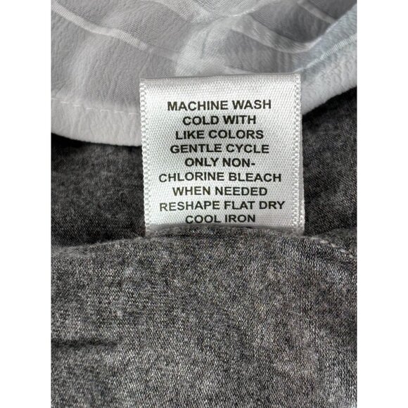 Gray & White 3/4 Sleeve Two-Tone Tunic Top With Collar Size S - Picture 6 of 10